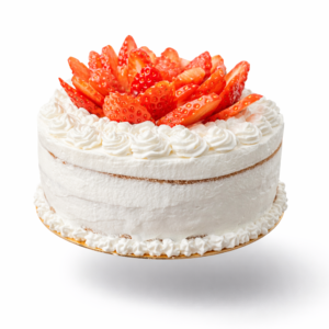 Tarta de dulce de leche artesanal con chantilly y fresas